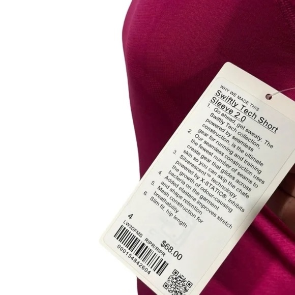 NEW Lululemon Swiftly Tech Short Sleeve Shirt Ripened Raspberry Sz 4 NWT - Picture 7 of 7